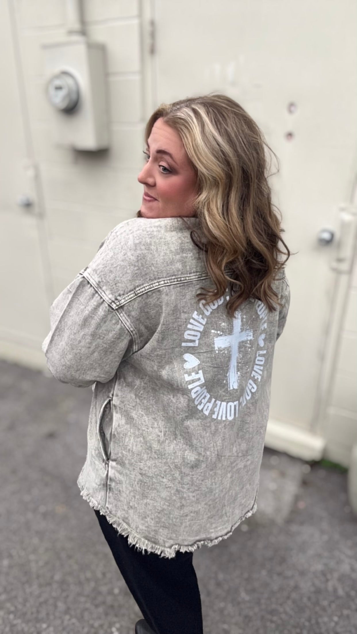 Love God ; Love People Frayed Jacket