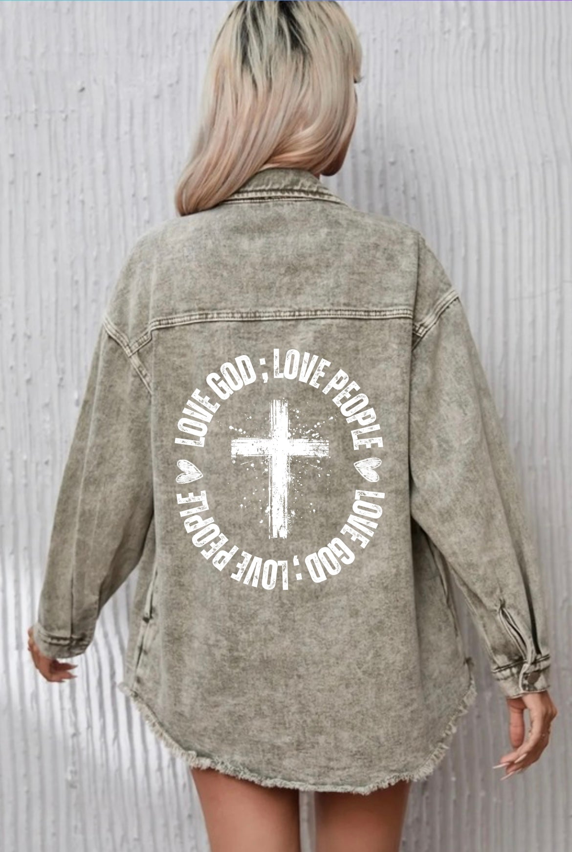 Love God ; Love People Frayed Jacket